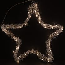 Prodotto Stella LED da appendere in metallo argentato 70 LED bianco caldo Ø25cm