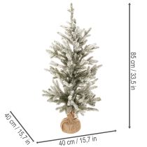 Prodotto Albero di Natale artificiale con neve in un sacco di iuta, 40 LED, per uso interno, 85 cm