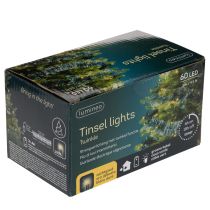 Prodotto Ghirlanda natalizia di tinsel con 60 LED e timer, per esterni, 3 m