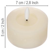 Prodotto Candela a LED, luce bianca calda, effetto tremolante e timer, vera cera, funzionamento a batteria, 7 cm, 2 pezzi
