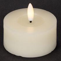 Prodotto Candela a LED, luce bianca calda, effetto tremolante e timer, vera cera, funzionamento a batteria, 7 cm, 2 pezzi