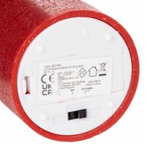 Prodotto Candela a colonna a LED in vera cera, colore rosso, con timer e luce bianca calda, 12 cm.
