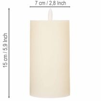 Prodotto Candela a colonna a LED in vera cera bianca con funzione timer, luce bianca calda, 15 cm