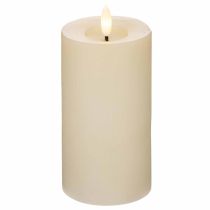 Prodotto Candela a colonna a LED in vera cera bianca con funzione timer, luce bianca calda, 15 cm