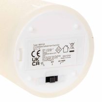 Prodotto Candela a colonna a LED in vera cera bianca con funzione timer, luce bianca calda, 15 cm