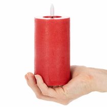 Prodotto Candela a colonna a LED rossa con timer e luce bianca calda, realizzata in vera cera, 15 cm