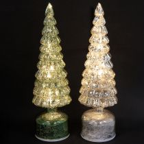 Prodotto Albero di Natale LED rotante verde argento H34cm 2 pezzi