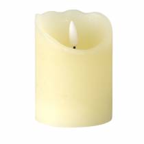 Candela LED in vera cera avorio, bianco caldo effetto fiamma timer a batteria Ø7,5 H10cm