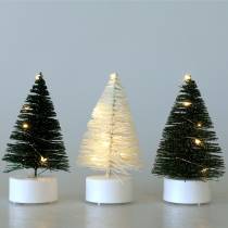 Albero di Natale LED verde / bianco 10 cm 3 pezzi