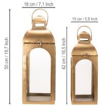 Prodotto Lanterna in metallo, vetro, metallo effetto ottone, altezza 50 cm, set da 2