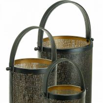 Prodotto Lanterne decorative, motivo a fori in metallo lanterna H35,5/31/25 cm set di 3