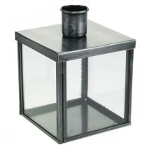 Portacandele decorativo per candela argento, antracite H11cm