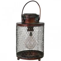 Lanterna in metallo, lampada solare, LED, aspetto antico Ø13,5cm H28,5cm