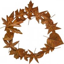 Corona di foglie, ruggine nobile, decorazione in metallo, ghirlanda, decorazione autunnale, floristica commemorativa Ø29cm