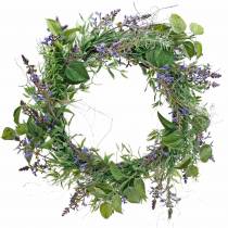 Prodotto Corona di lavanda mediterranea Ø50cm, corona di fiori artificiali con lavanda e rosmarino