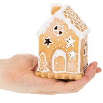 Prodotto Portacandele a forma di casetta di pan di zenzero, da appoggio e decorativo, 13 cm