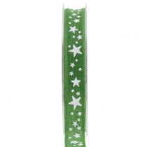 Nastro in juta con motivo a stella verde 15mm 15m