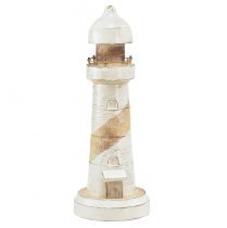 Prodotto Faro in legno decorazione marittima bianco naturale Ø10,5 cm H28,5 cm