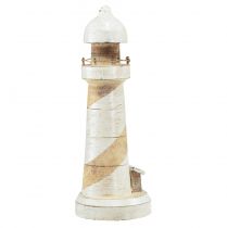 Prodotto Faro in legno decorazione marittima bianco naturale Ø10,5 cm H28,5 cm