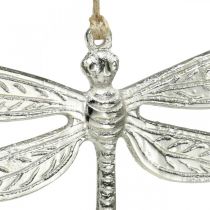 Libellula in metallo, decorazione estiva, libellula decorativa da appendere in argento L12,5 cm