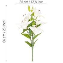 Prodotto Gigli artificiali, 6 fiori bianchi, ramo fiorito realistico, 66 cm