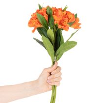 Prodotto Fiori artificiali di Alstroemeria arancione, decorazione per bouquet artificiale, 75 cm, 3 pezzi