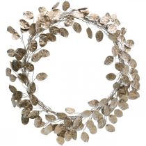Ghirlanda decorativa foglia argento corona artificiale di foglie champagne Ø59cm