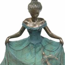 Prodotto Figura del giardino del bagno degli uccelli ragazza in abito floreale H33,5 cm
