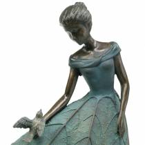 Figura da giardino ragazza in abito floreale bronzo/verde H52,5 cm