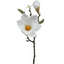 Fiore artificiale bianco magnolia con boccioli su ramo decorativo H40cm