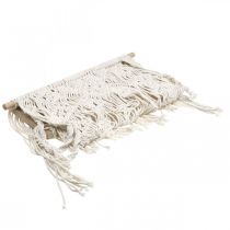 Prodotto Portavasi in macramè boho, decorazione sospesa, decorazione per finestra con pannello oscillante per fiori, 40x15 cm, in bianco naturale