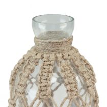 Prodotto Vaso decorativo in vetro bottiglia macramè iuta naturale Ø10,5 cm H26 cm