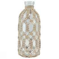 Prodotto Vaso decorativo in vetro bottiglia macramè iuta naturale Ø10,5 cm H26 cm