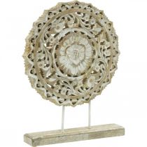 Mandala da posizionare, decorazione floreale in legno, decorazione da tavola, decorazione estiva shabby chic natura H39.5cm Ø30cm