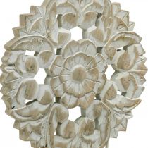 Mandala floreale, decorazione in legno da posizionare, decorazione estiva, decorazione da tavola shabby chic naturale, bianco H54.5cm Ø34cm
