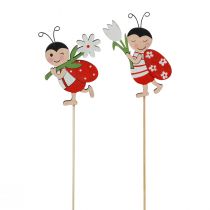 Prodotto Tappi decorativi per fiori coccinella legno metallo 8,5 cm 12 pz