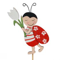 Prodotto Tappi decorativi per fiori coccinella legno metallo 8,5 cm 12 pz
