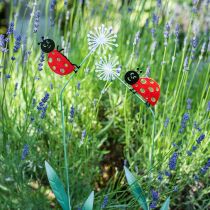 Spina decorativa coccinella, decorazione primaverile, dente di leone con scarabeo, spina in metallo L55cm set di 3