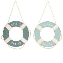 Prodotto Salvagente Decorazione in legno da appendere Blu marittimo Ø13cm 2pz