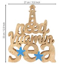 Prodotto Decorazione in legno marittimo “Ho bisogno di vitamina mare” legno di mango 27×33cm