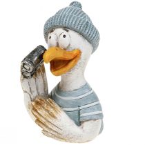 Prodotto Decorazione marittima gabbiano decorazione da tavolo blu bianco argento H11cm 2 pezzi