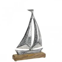 Decorazione marittima, barca a vela decorativa in metallo, nave decorativa H16,5 cm