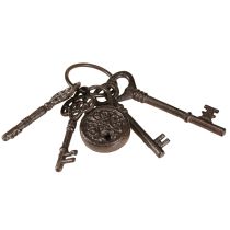 Prodotto Mazzo di chiavi decorative in metallo con lucchetto marrone H22cm