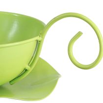 Prodotto Tazza decorativa in metallo, verde mela, con piattino, H8cm Ø11.5cm, 2 pezzi