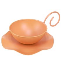 Prodotto Tazza decorativa in metallo arancione Ø11,5 cm H6 cm con piattino 2 pezzi
