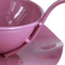 Prodotto Tazza decorativa in metallo con piattino, rosa, H8cm Ø11.5cm, 2 pezzi