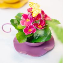 Prodotto Tazza decorativa in metallo con piattino rosa H8cm Ø11,5cm 2 pezzi