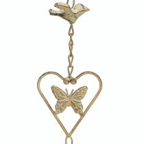 Prodotto Campanello a vento in metallo con cuore e campana, decorazione da giardino antica, 72 cm