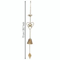 Prodotto Campanello a vento in metallo con cuore e campana, decorazione da giardino antica, 72 cm