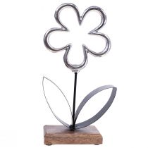 Prodotto Decorazione floreale in metallo argento nero decorazione da tavolo primavera H36cm